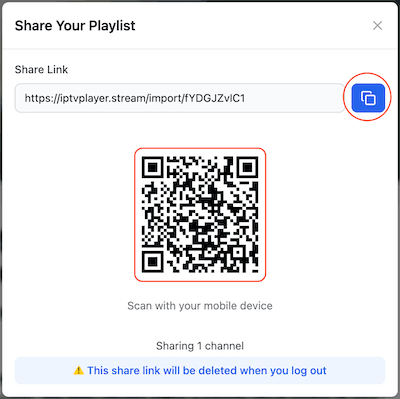 Copy the generated share link